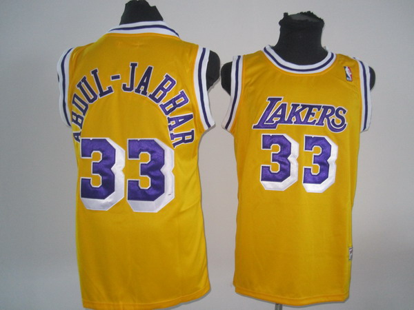 NBA Los Angeles Lakers 33 Abdul Jabbar Authentic Yellow Throwback Jersey